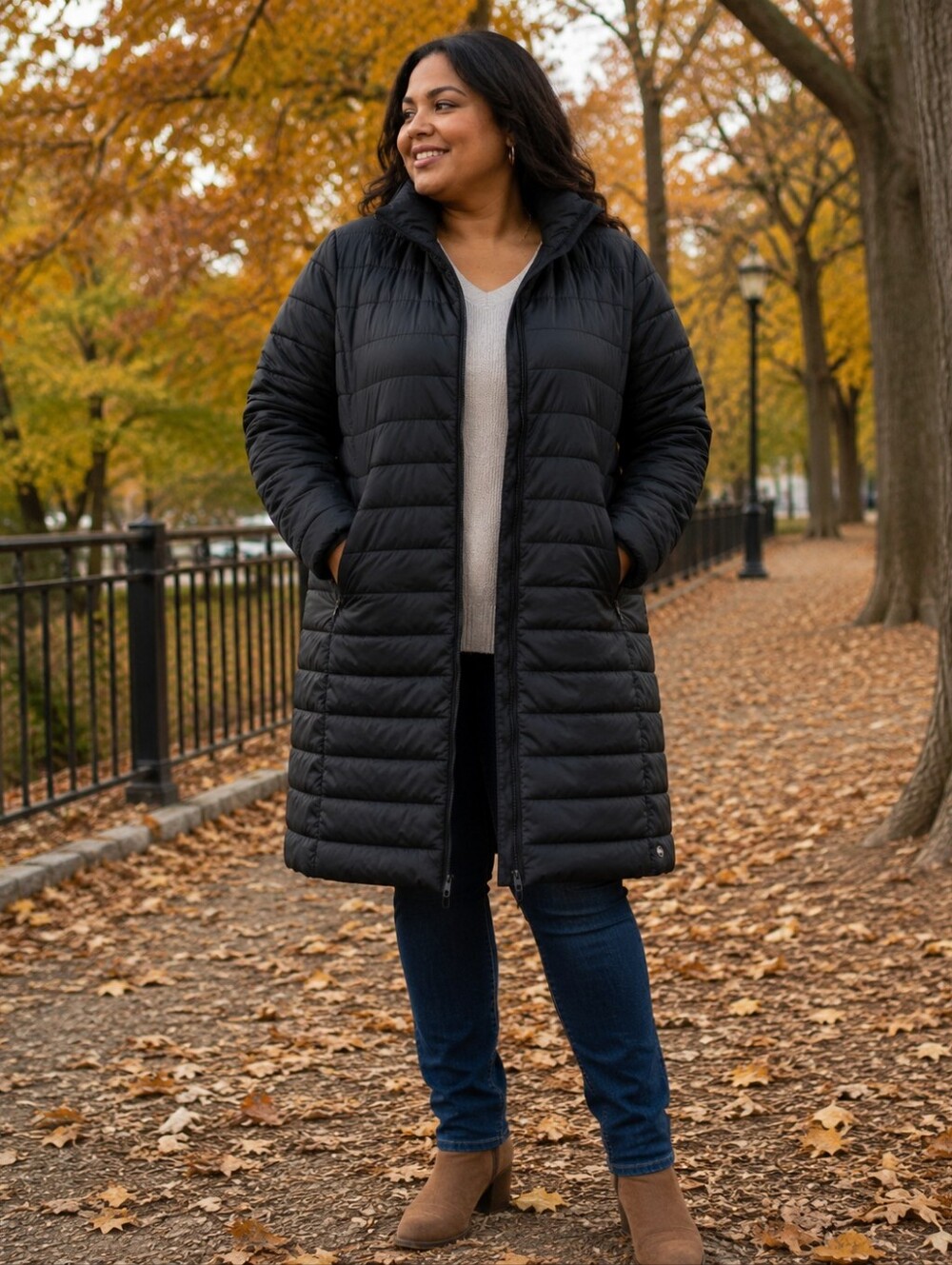 Women Size Roomy XL 14/16 18/20 Black Quilted Long Puffer Coat